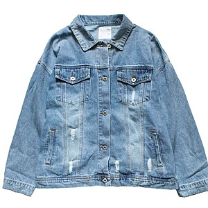 Jachetă din denim albastru – Stil casual & urban